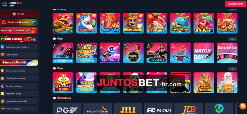 Catálogo de Jogos do Cassino Juntosbet